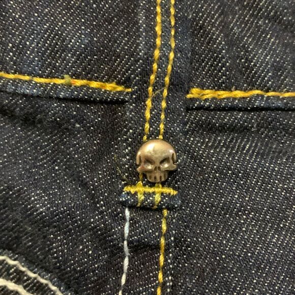 Ruthless Art Vintage Blue Dark Wash Low Rise Embroidered Bootcut Jeans Sz 13/31 - Picture 8 of 16